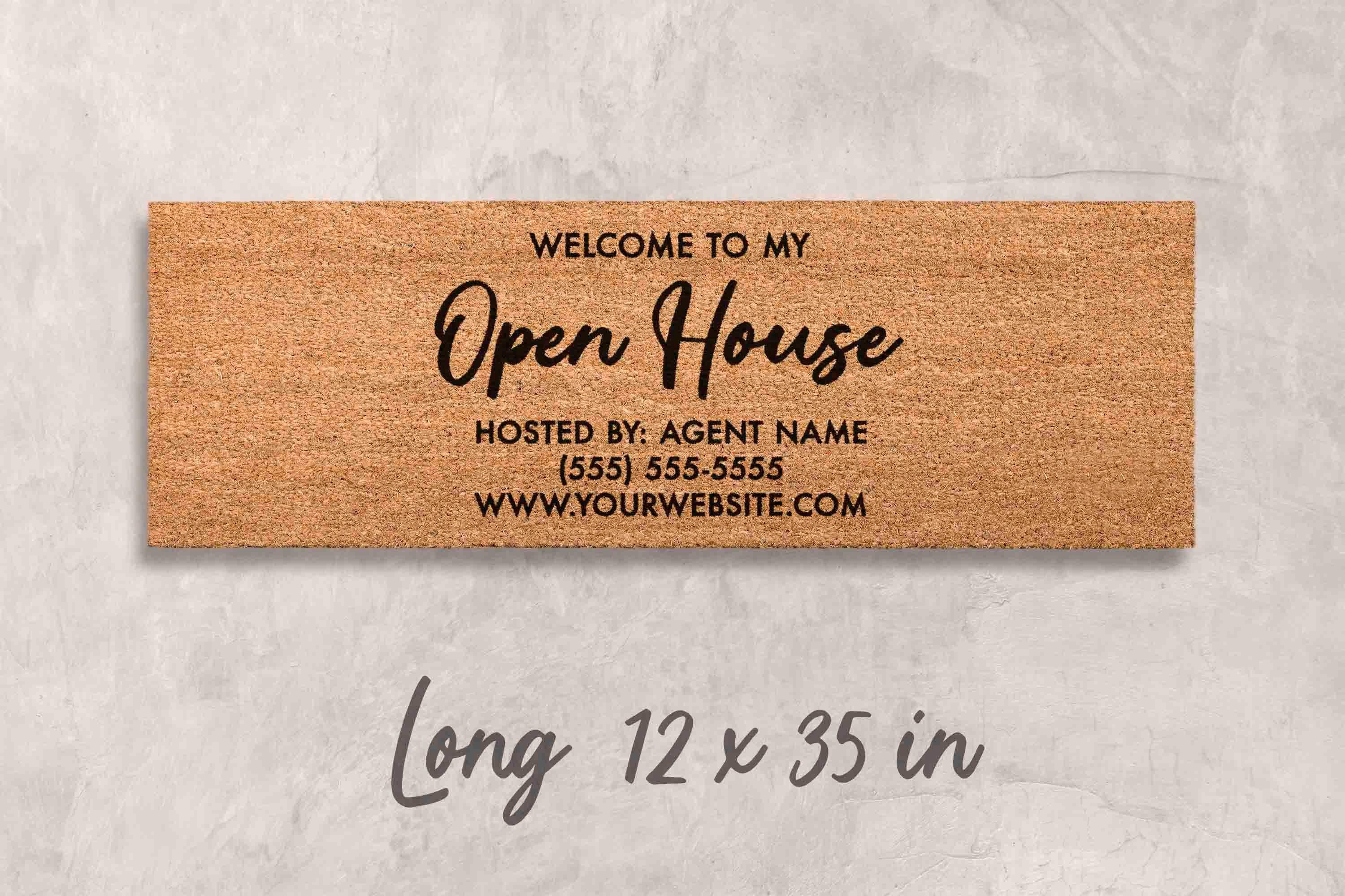 Open House Doormat: Custom Realtor Welcome Mat (Natural Coir)