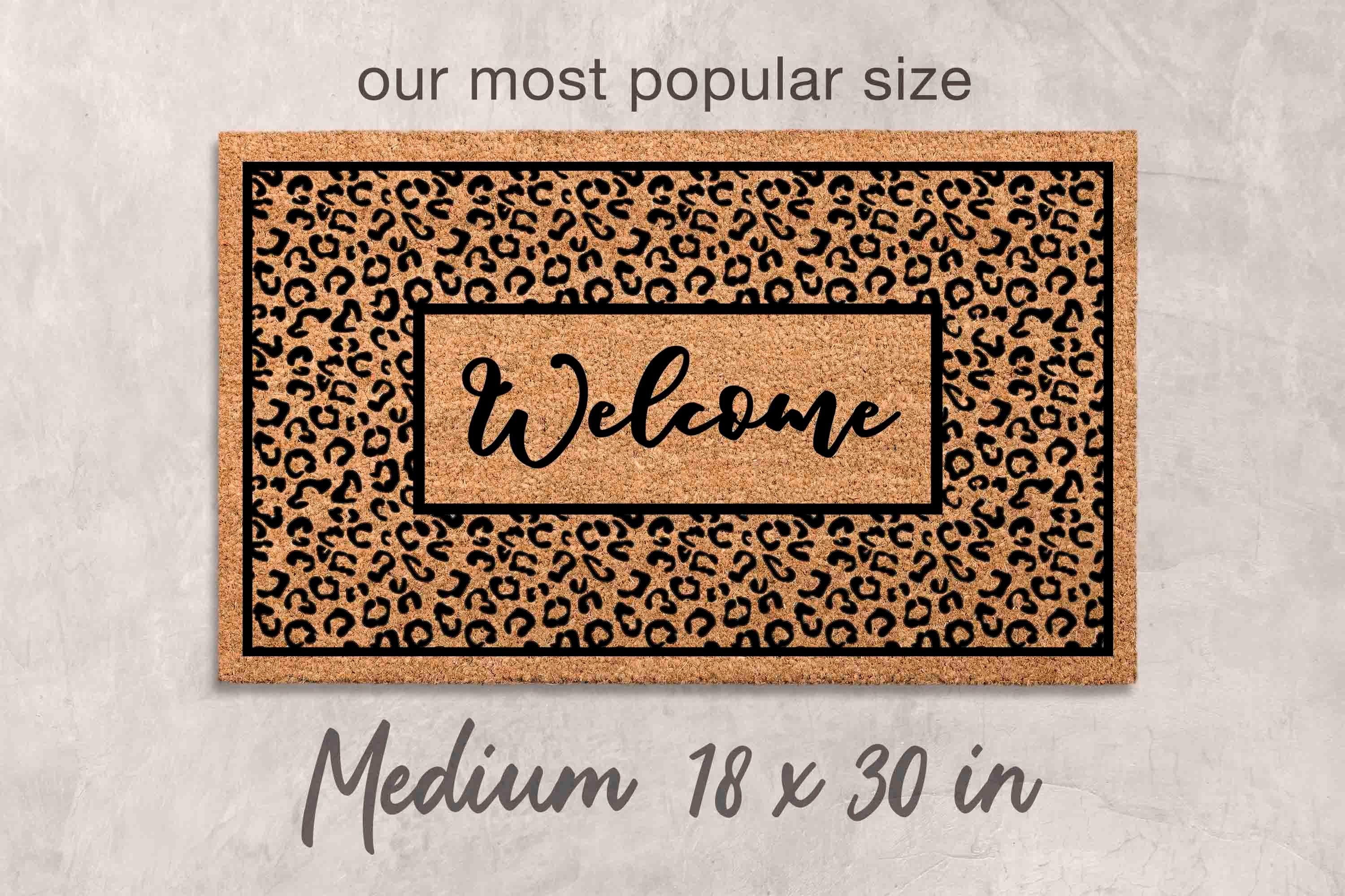 Leopard Print Welcome Mat - Boho Style, Natural Coir Fiber