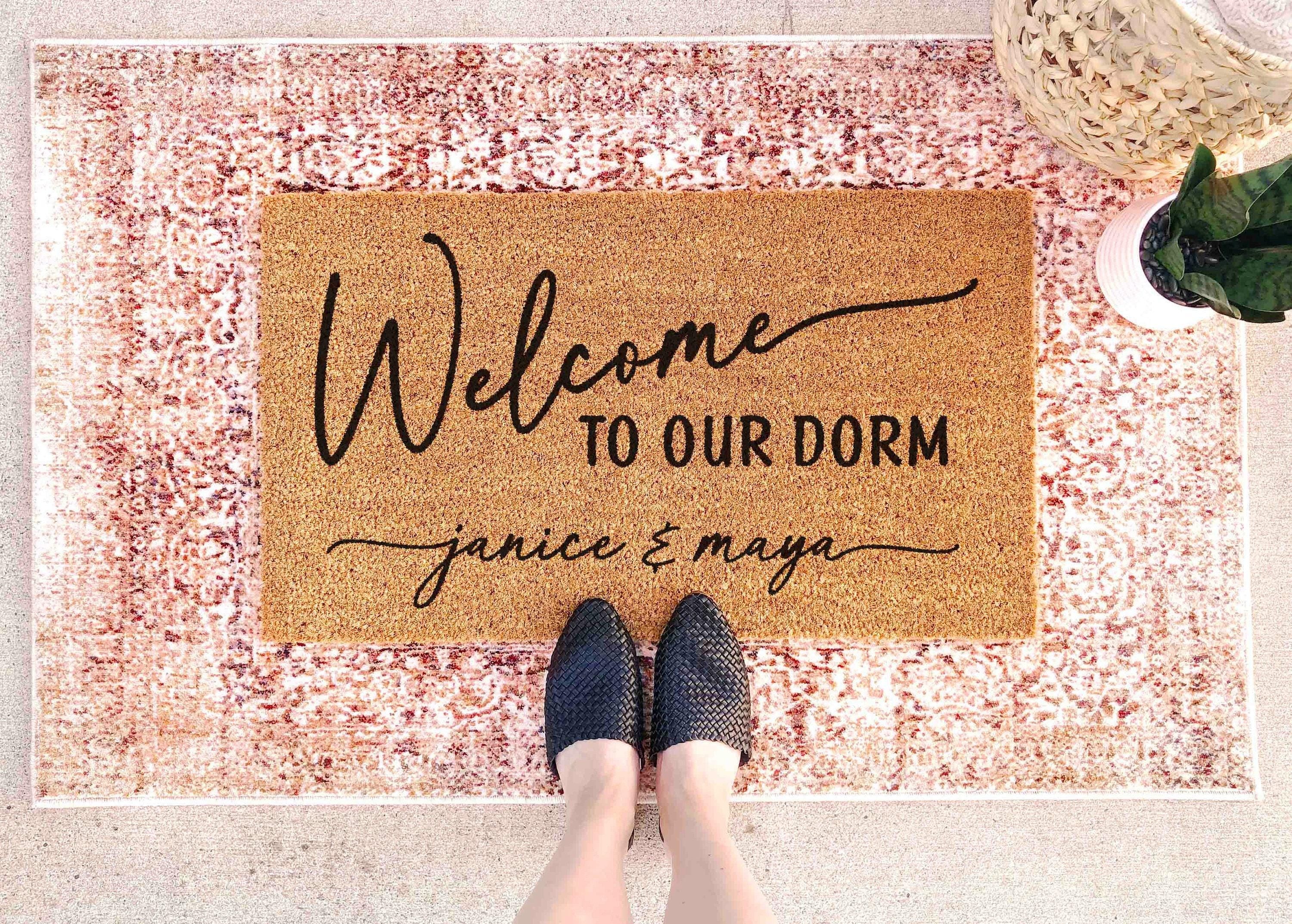 Dorm Room Doormat: Personalized Coir Mat - Custom Name Welcome