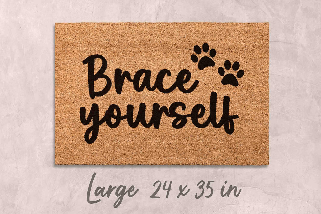 Funny Custom Doormat, Brace Yourself Design (Natural Coir, Latex)