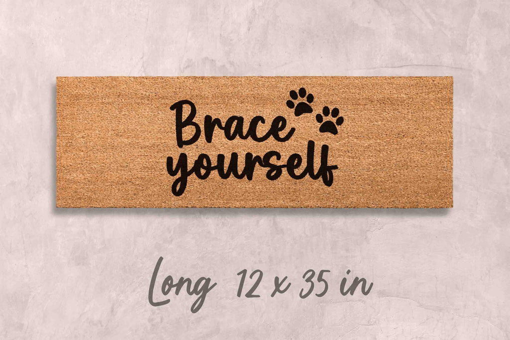 Funny Custom Doormat, Brace Yourself Design (Natural Coir, Latex)