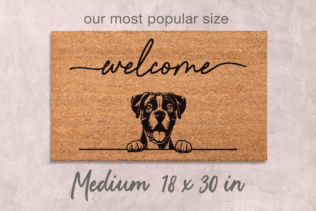 Boxer Doormat: Funny Dog Gift - Natural Coir, Latex Backing