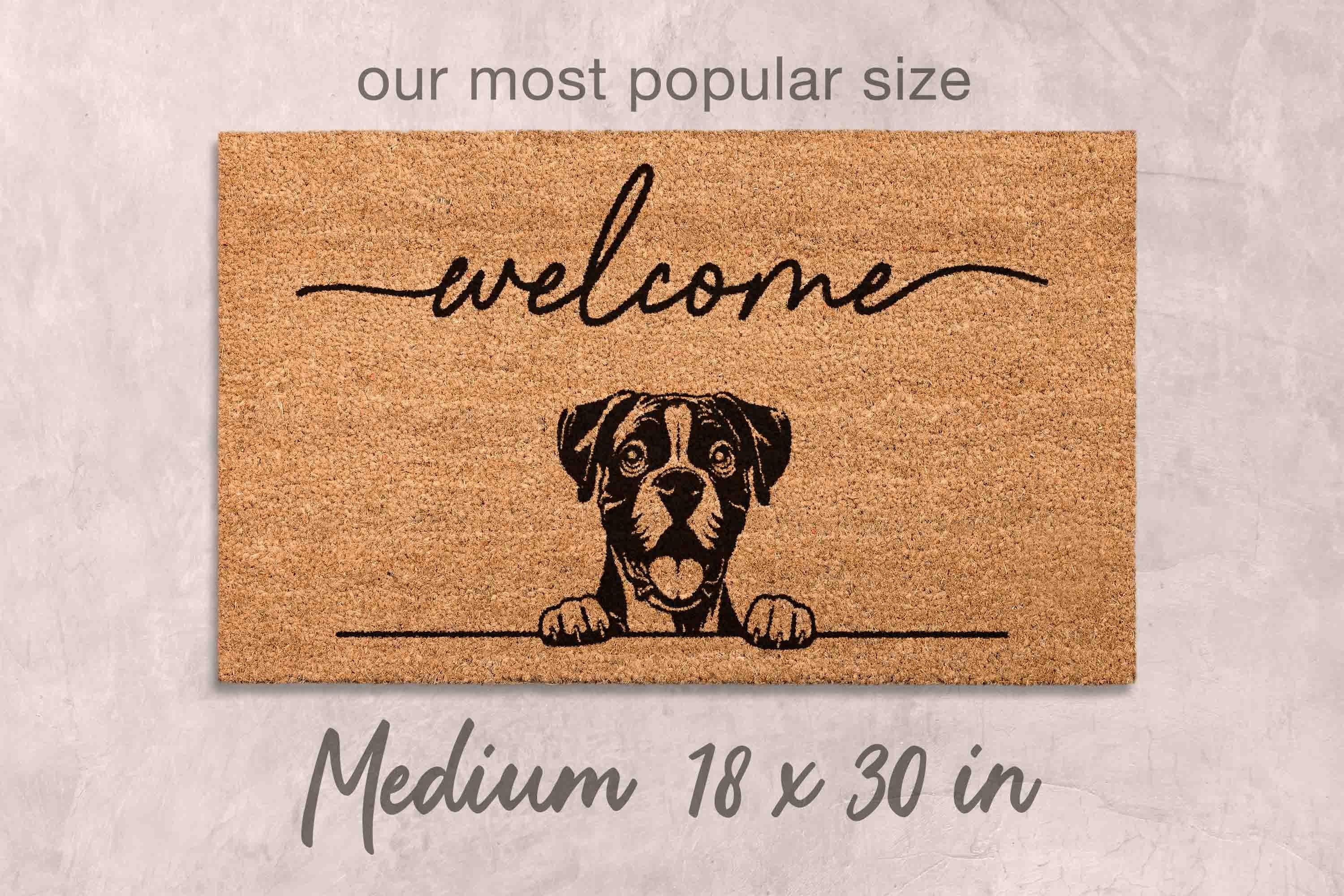 Boxer Doormat: Funny Dog Gift - Natural Coir, Latex Backing