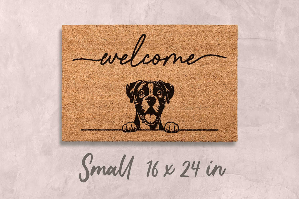 Boxer Doormat: Funny Dog Gift - Natural Coir, Latex Backing