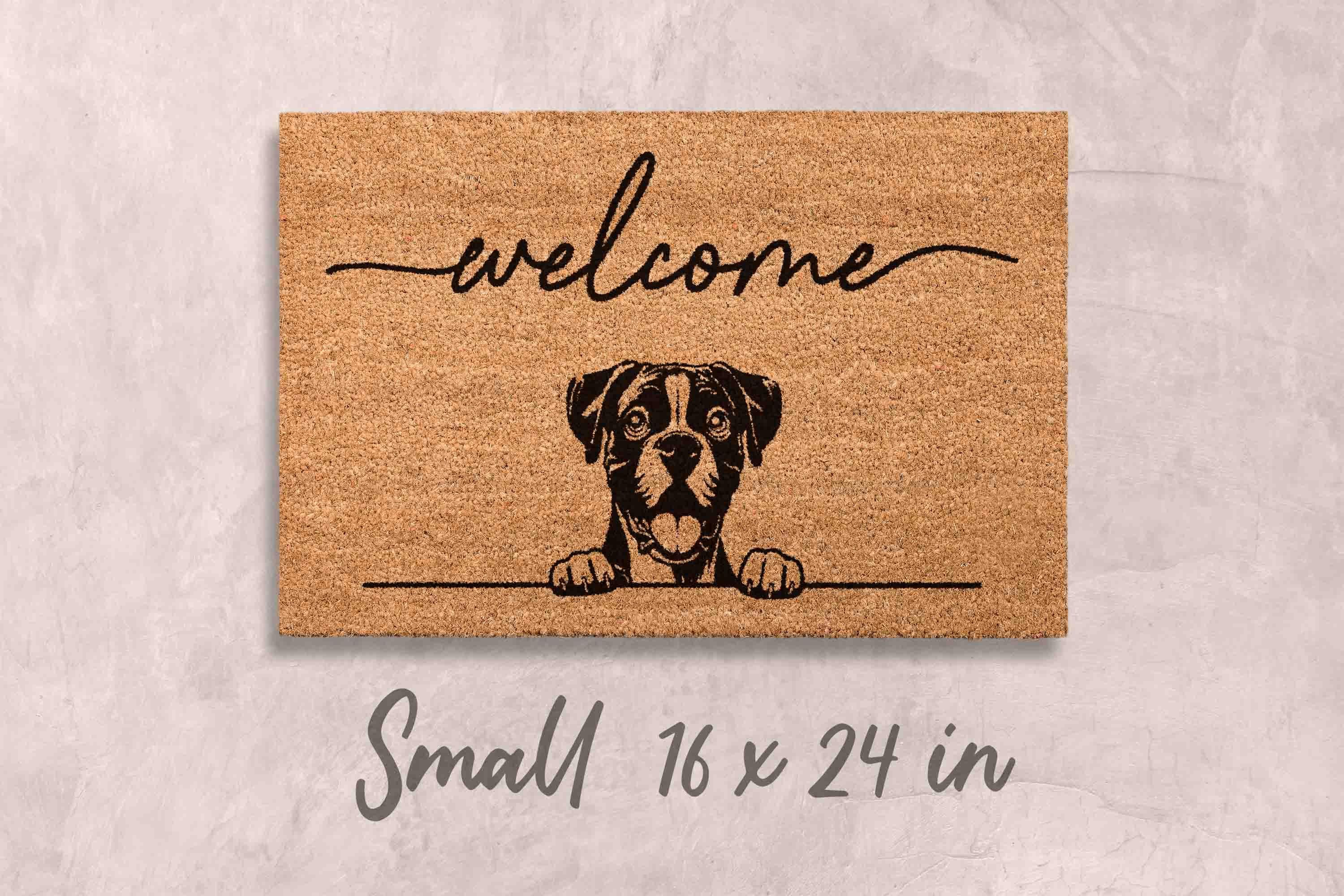 Boxer Doormat: Funny Dog Gift - Natural Coir, Latex Backing