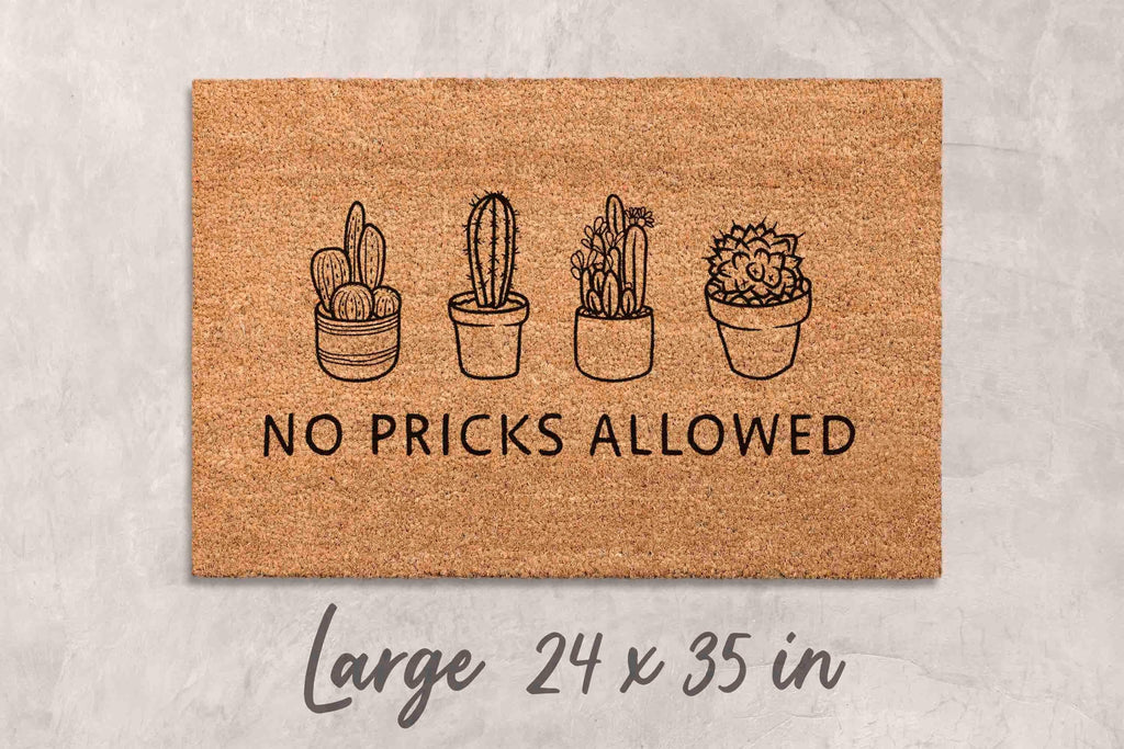 No Pricks Allowed Doormat Cactus Doormat Funny Door Mat Funny Welcome Mat Cactus Welcome Mat Unique Silly Doormat Pricks Welcome Mat Cactus