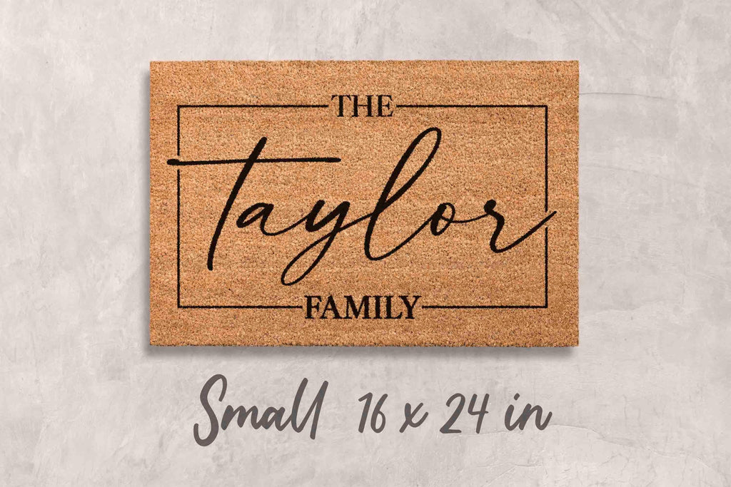 Custom Family Name Doormat: Natural Coir - Latex Backing