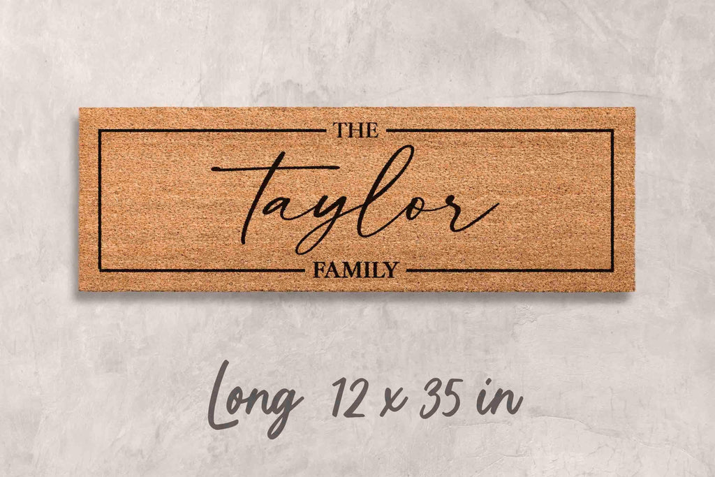 Custom Family Name Doormat: Natural Coir - Latex Backing