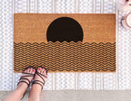 Midcentury Boho Doormat: Natural Coir, Minimalist Welcome Mat
