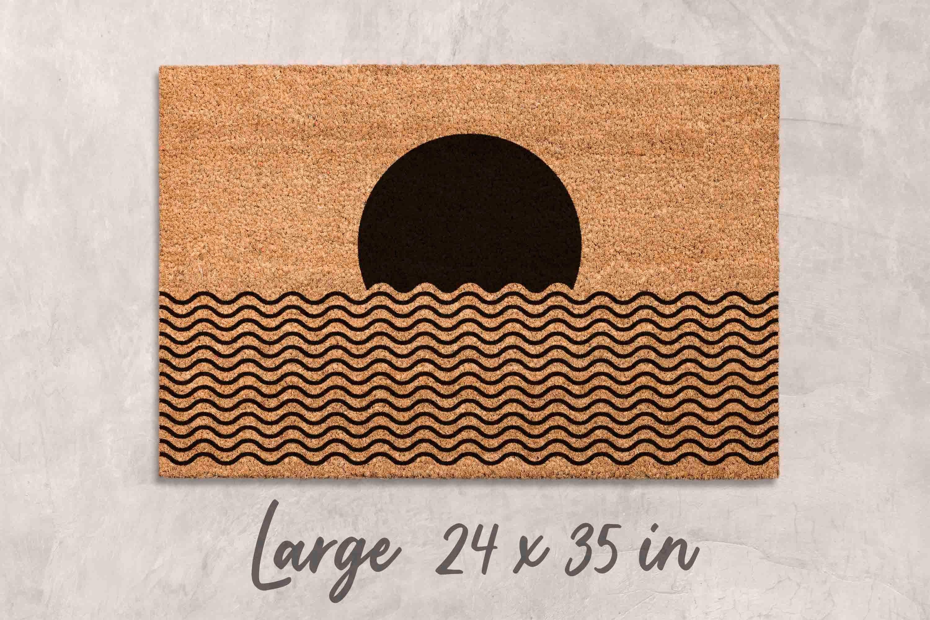 Midcentury Boho Doormat: Natural Coir, Minimalist Welcome Mat