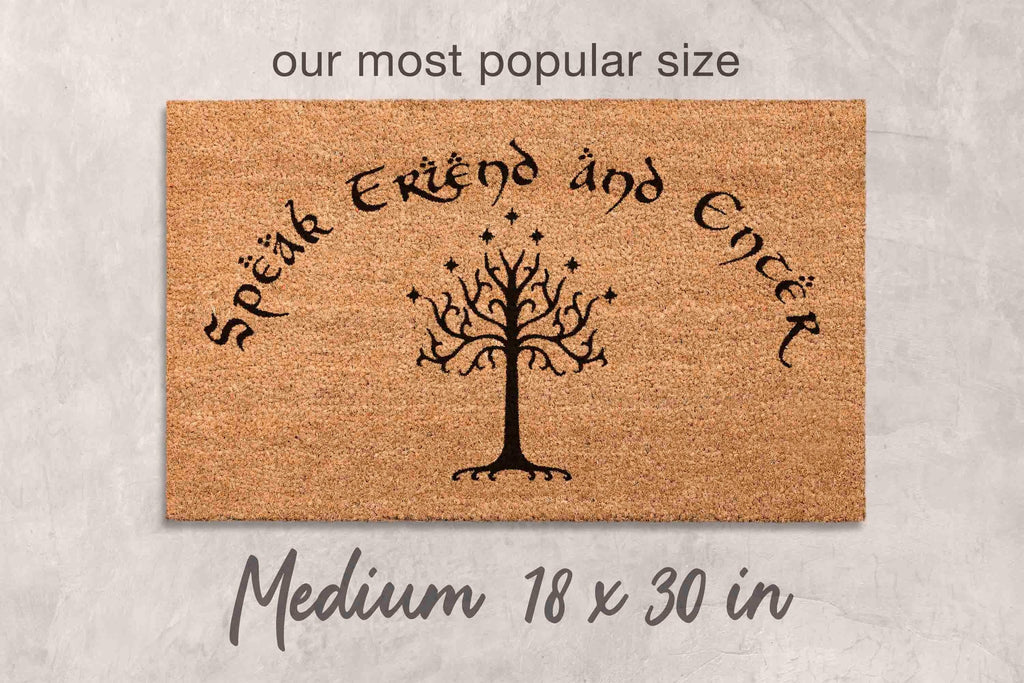 Speak Friend Doormat, Natural Coir, Funny Welcome Mat (Latex Backing)