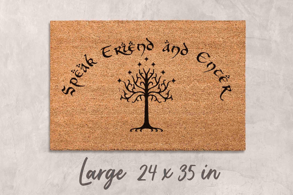 Speak Friend Doormat, Natural Coir, Funny Welcome Mat (Latex Backing)