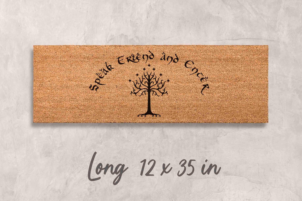 Speak Friend Doormat, Natural Coir, Funny Welcome Mat (Latex Backing)