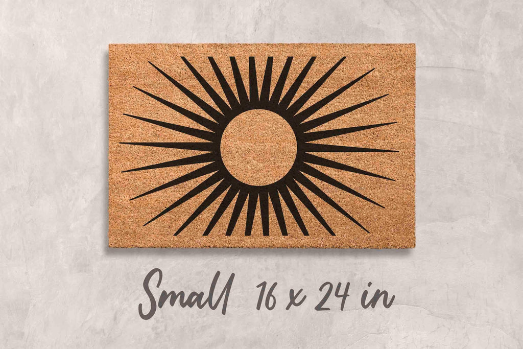 Boho Midcentury Sun Doormat, Natural Coir Fibers
