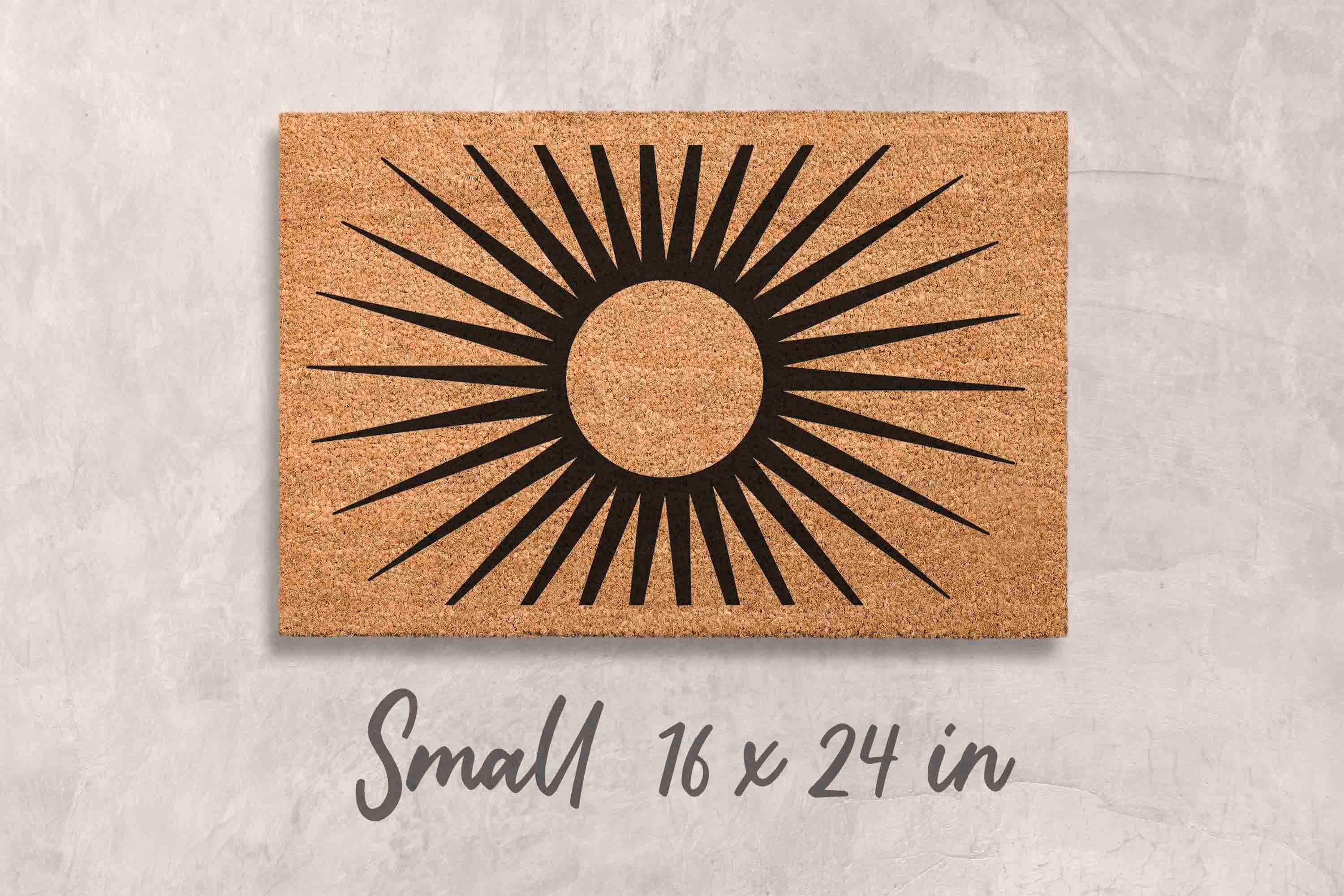 Boho Midcentury Sun Doormat, Natural Coir Fibers