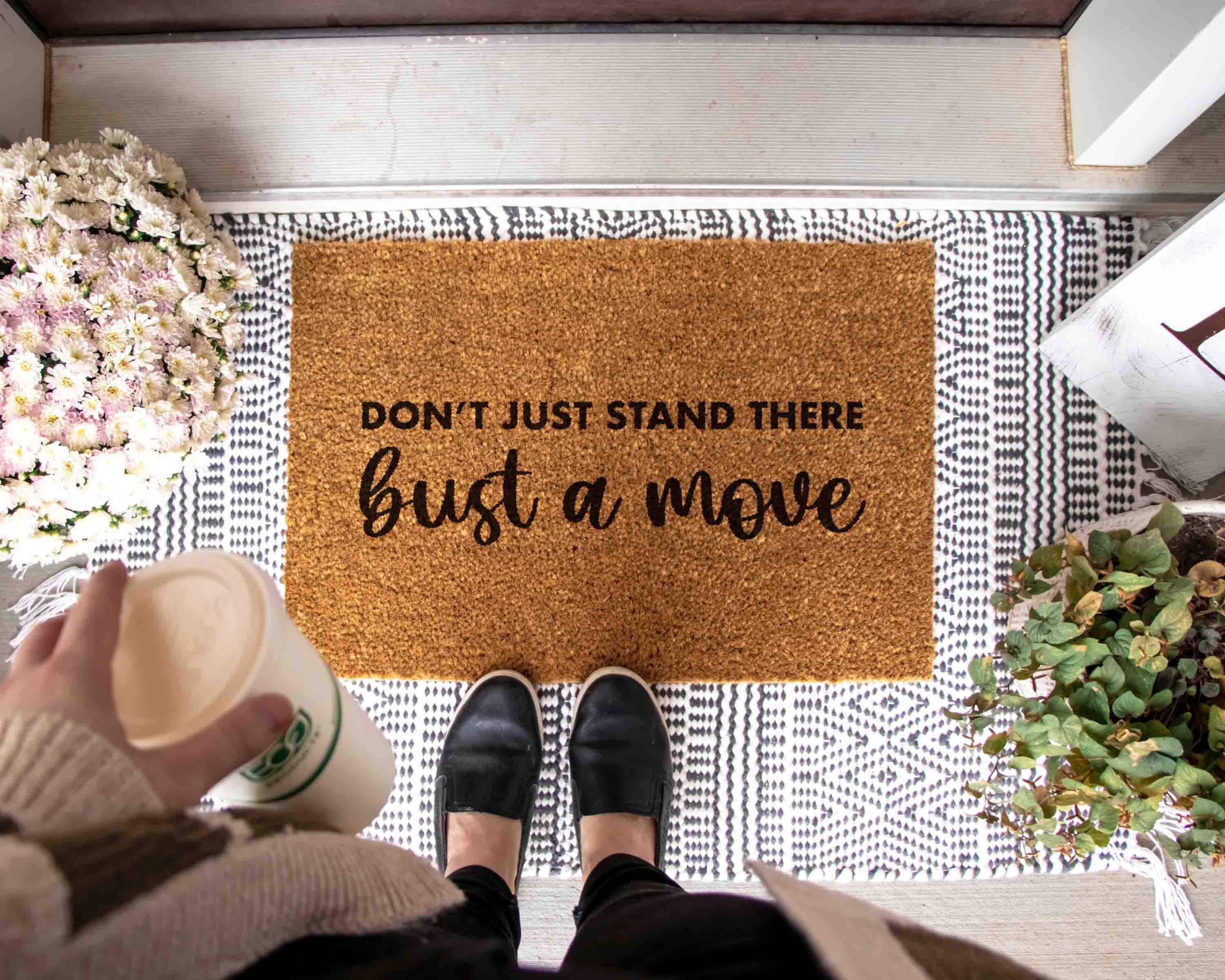 Bust a Move Doormat: Funny Porch Decor (Coir, Latex)