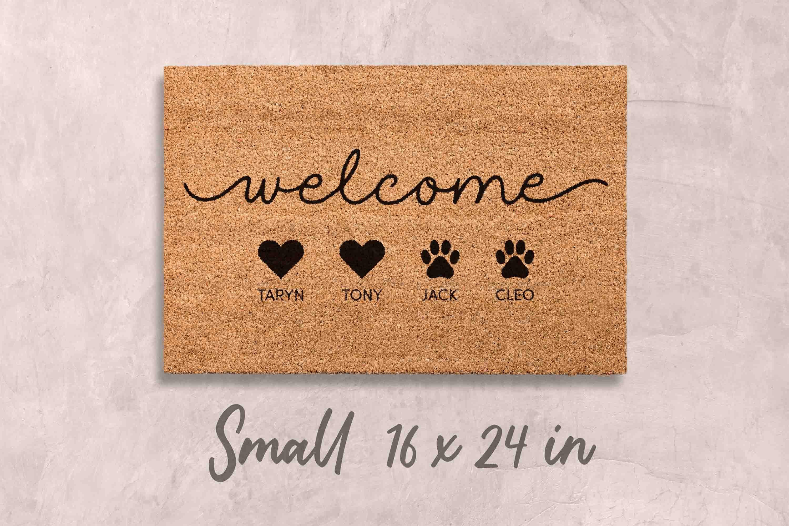 Personalized Dog Doormat: Custom Family Name - Natural Coir Fiber