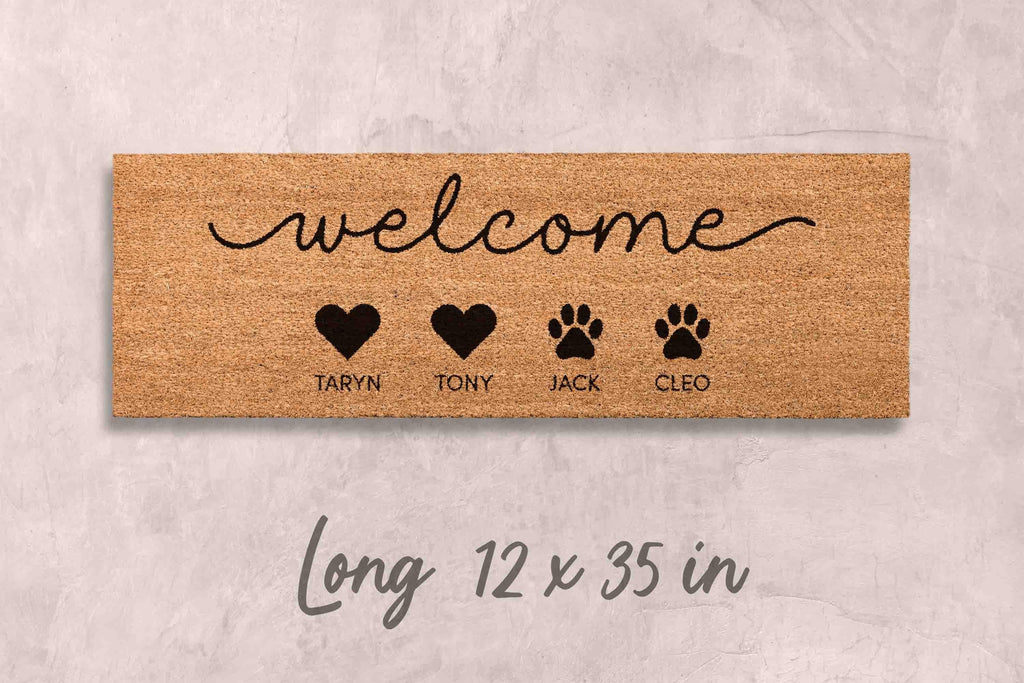 Personalized Dog Doormat: Custom Family Name - Natural Coir Fiber