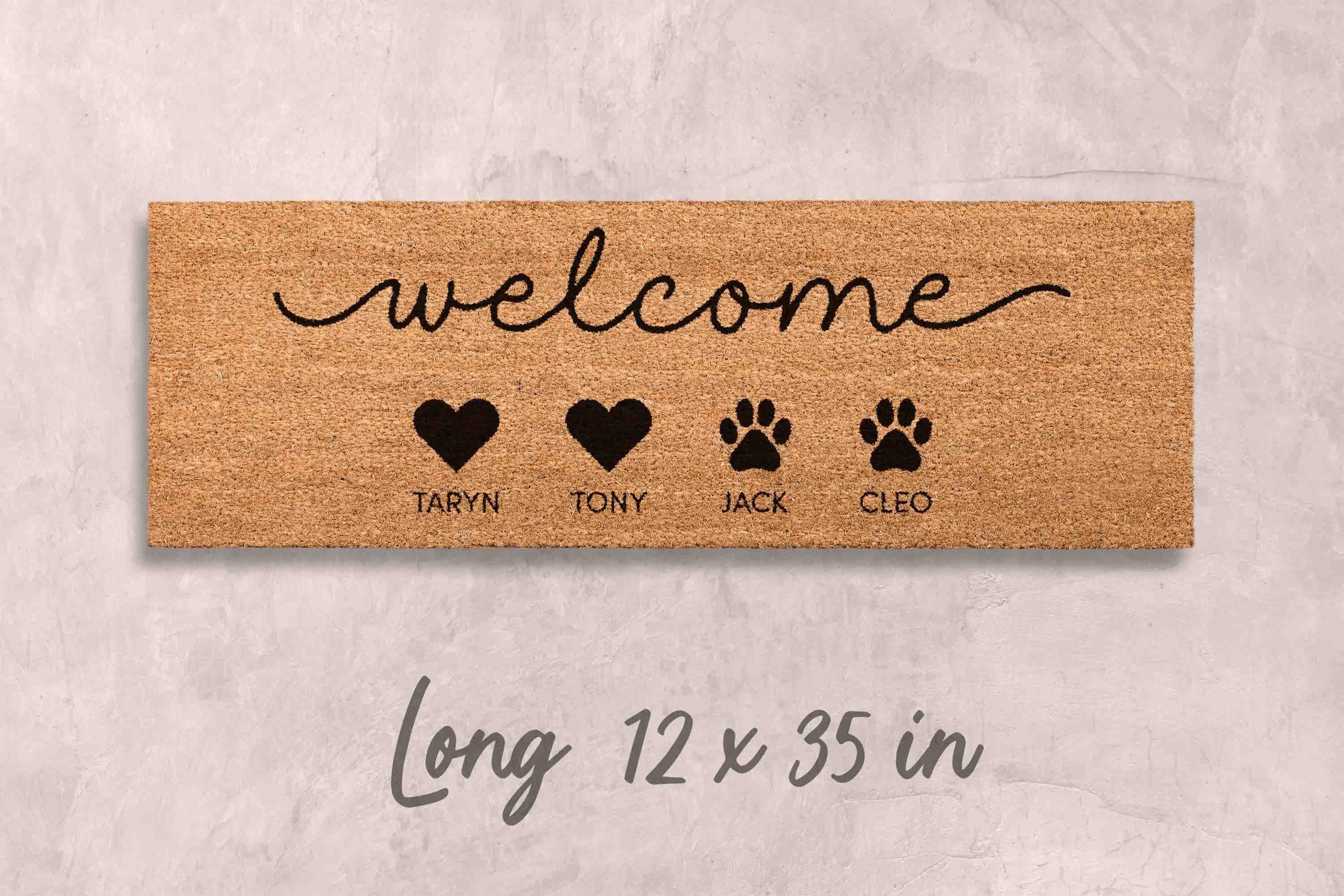Personalized Dog Doormat: Custom Family Name - Natural Coir Fiber