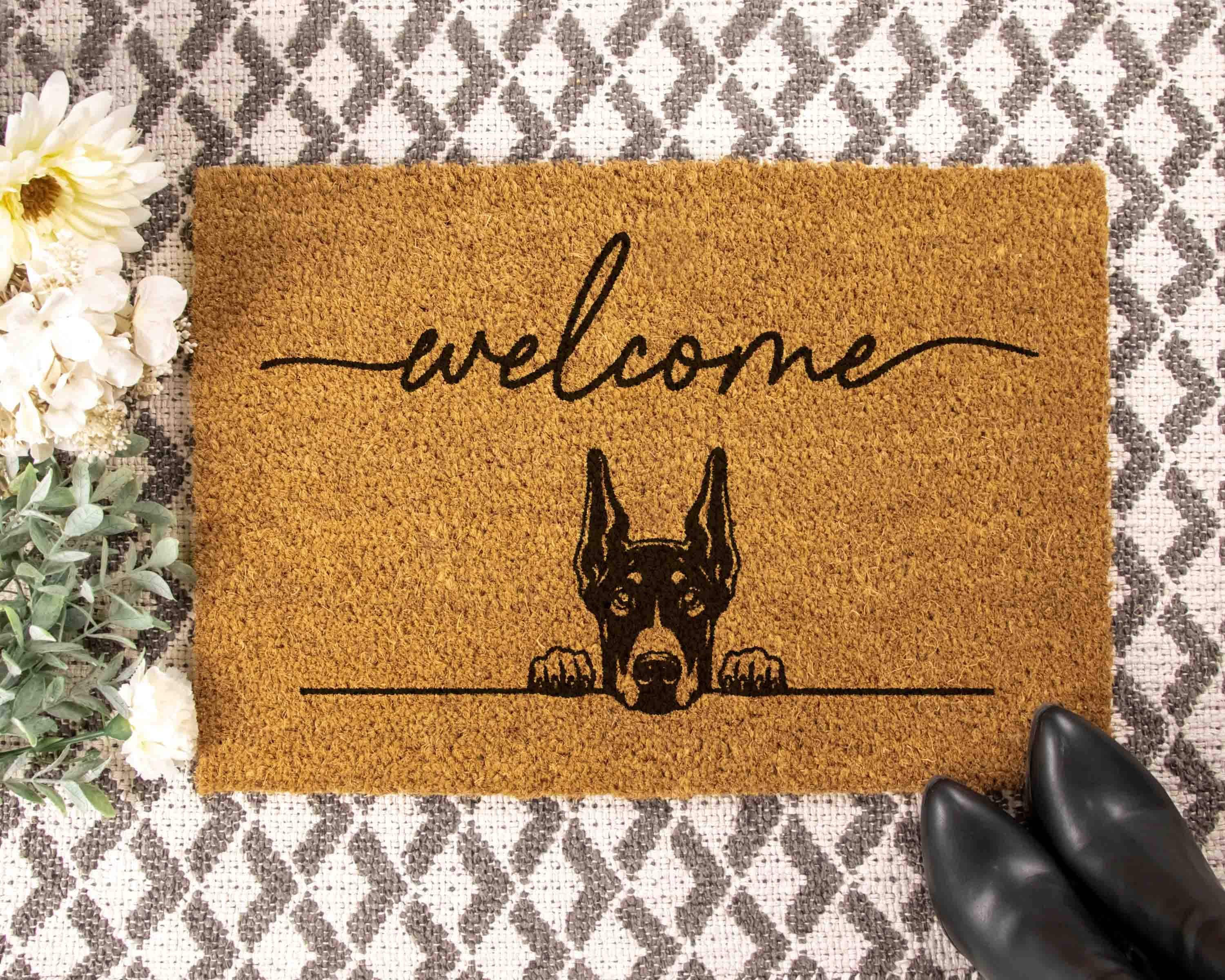 Doberman Welcome Mat - Funny Dog Lover Gift, Coir