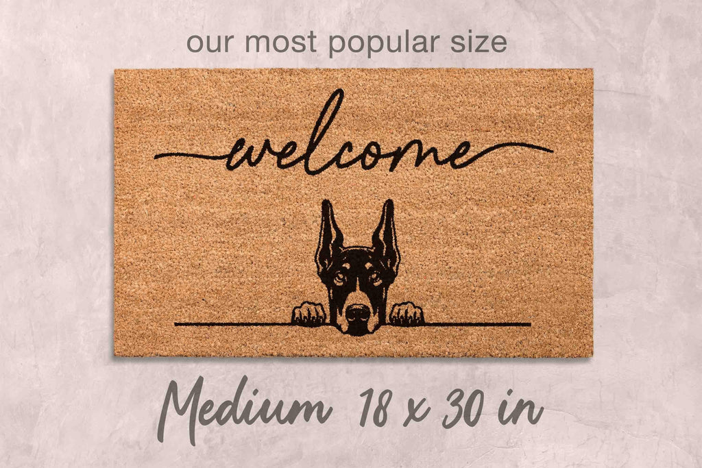 Doberman Welcome Mat - Funny Dog Lover Gift, Coir