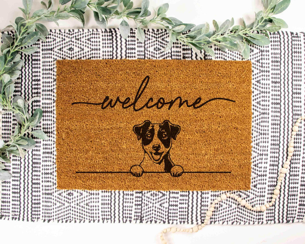 Jack Russell Terrier Doormat, Natural Coir, Funny Welcome Mat (Latex Backing)
