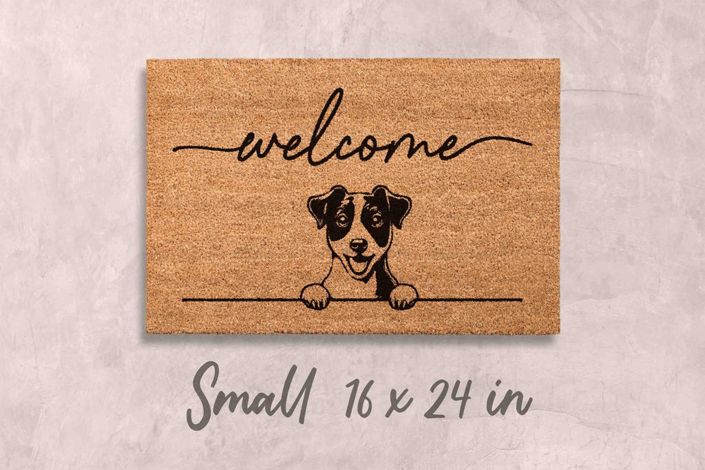 Jack Russell Terrier Doormat, Natural Coir, Funny Welcome Mat (Latex Backing)