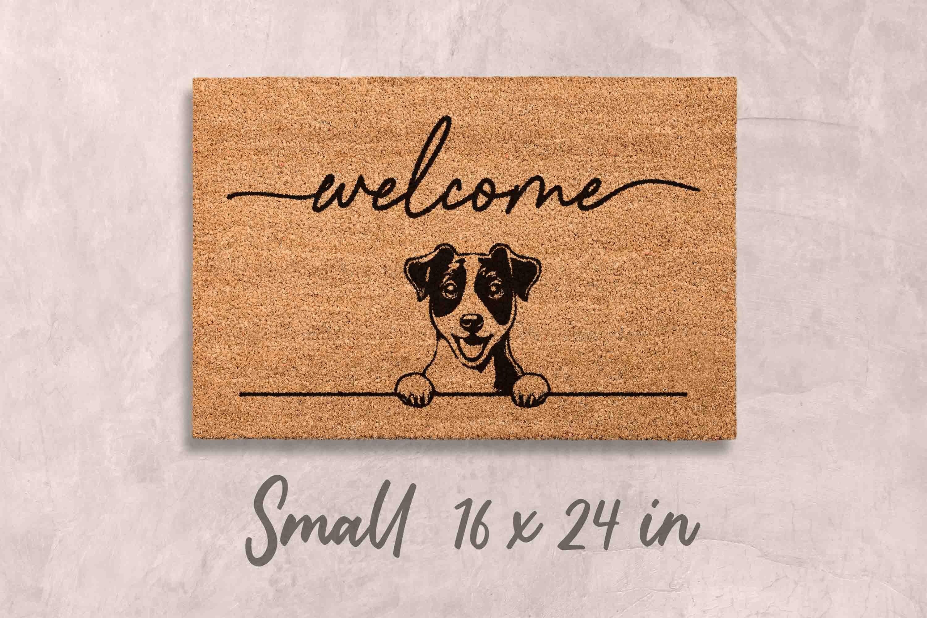 Jack Russell Terrier Doormat, Natural Coir, Funny Welcome Mat (Latex Backing)