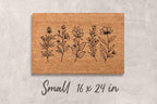 Wildflower Coir Doormat, Floral Design (Front Door, Outdoor Use)