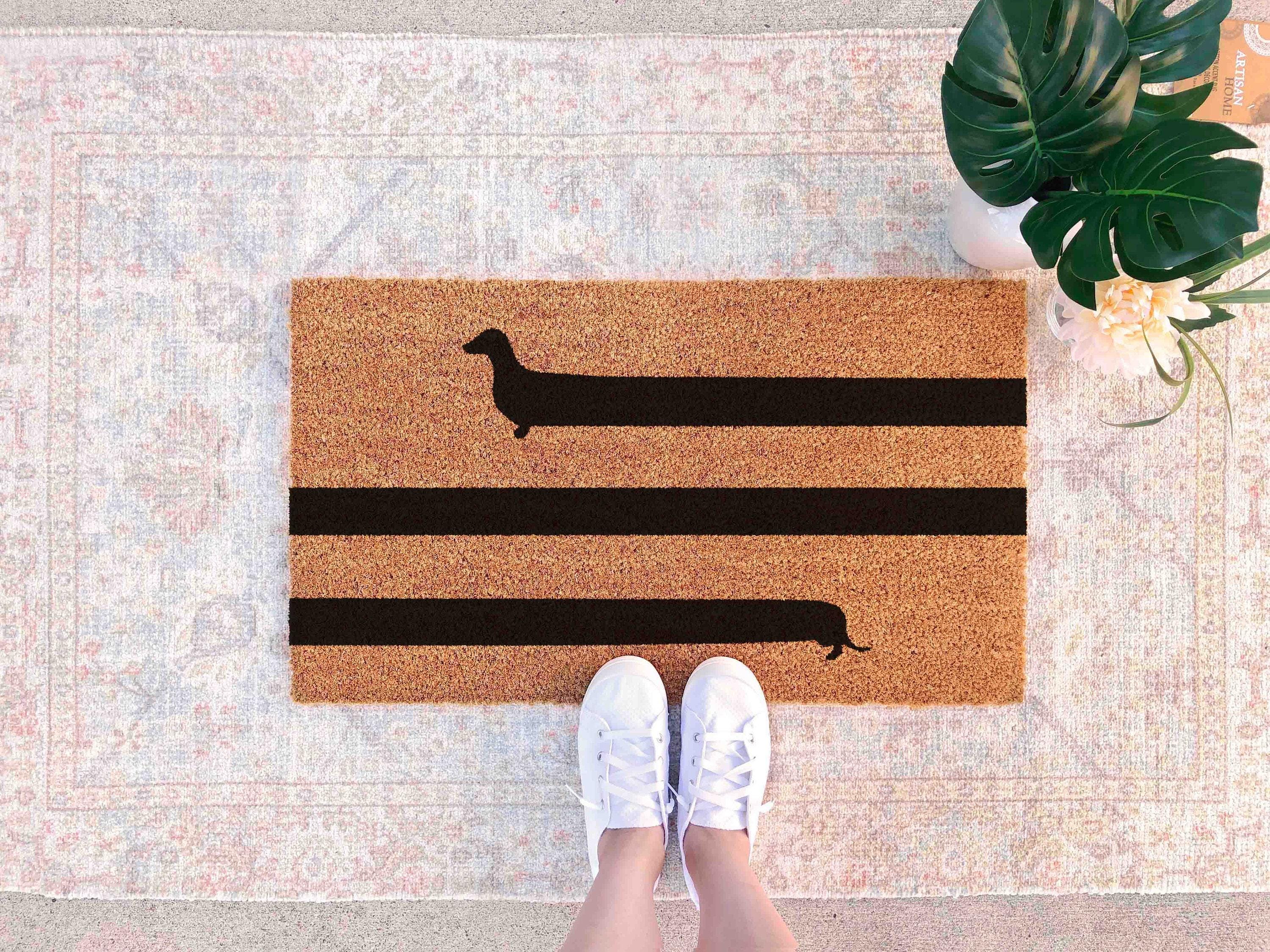 Funny Dachshund Doormat - Dog Mom Welcome Mat, Natural Fiber