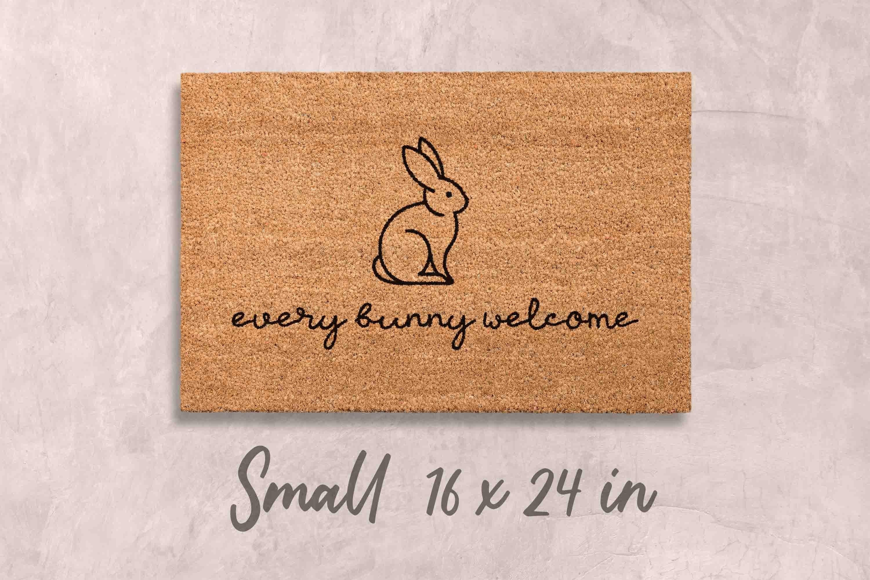Funny Easter Bunny Doormat - Natural Coir with Latex Backing