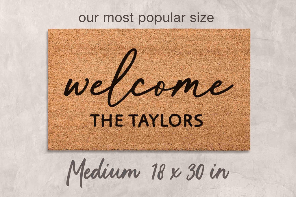 Welcome Mat: Custom Family Name Doormat (Natural Coir, Latex)