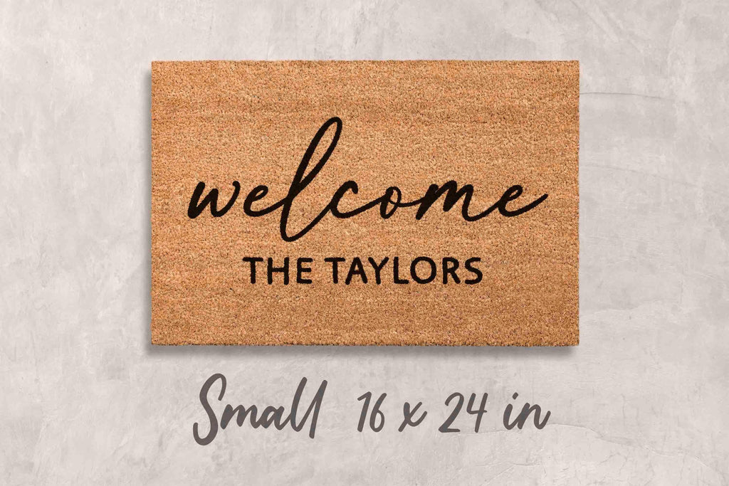 Welcome Mat: Custom Family Name Doormat (Natural Coir, Latex)