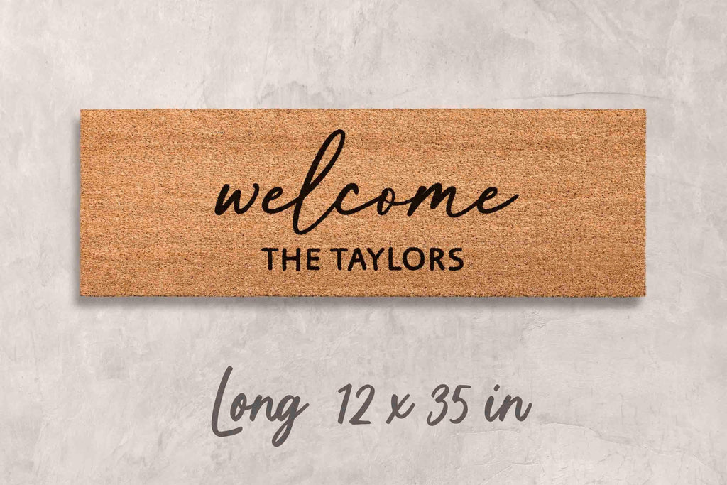 Welcome Mat: Custom Family Name Doormat (Natural Coir, Latex)