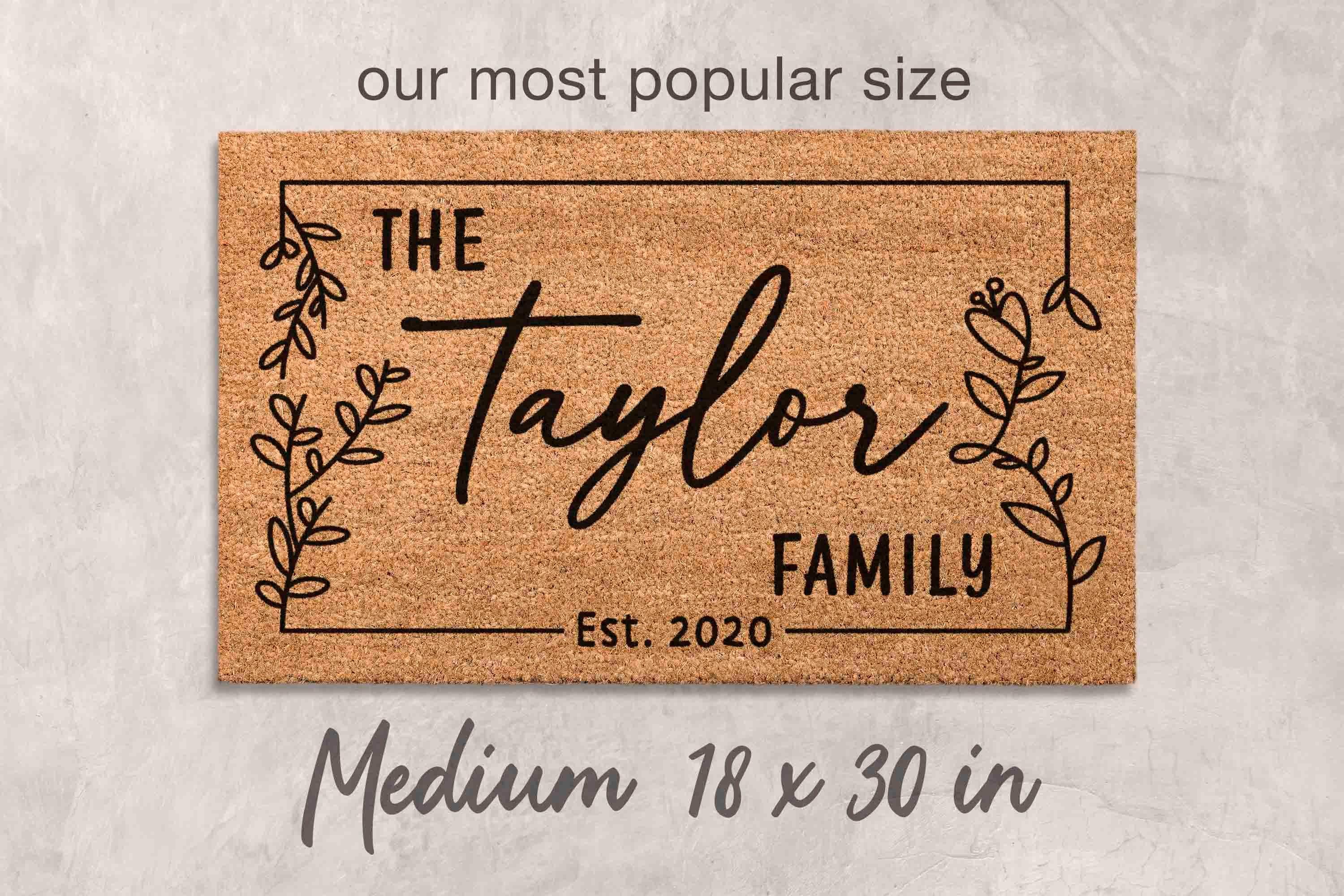 Custom Family Name Door Mat: Natural Coir - Latex Backing