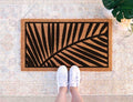 Floral Leaves Doormat: Minimalist Welcome Mat (Natural Coir, Latex Backing)