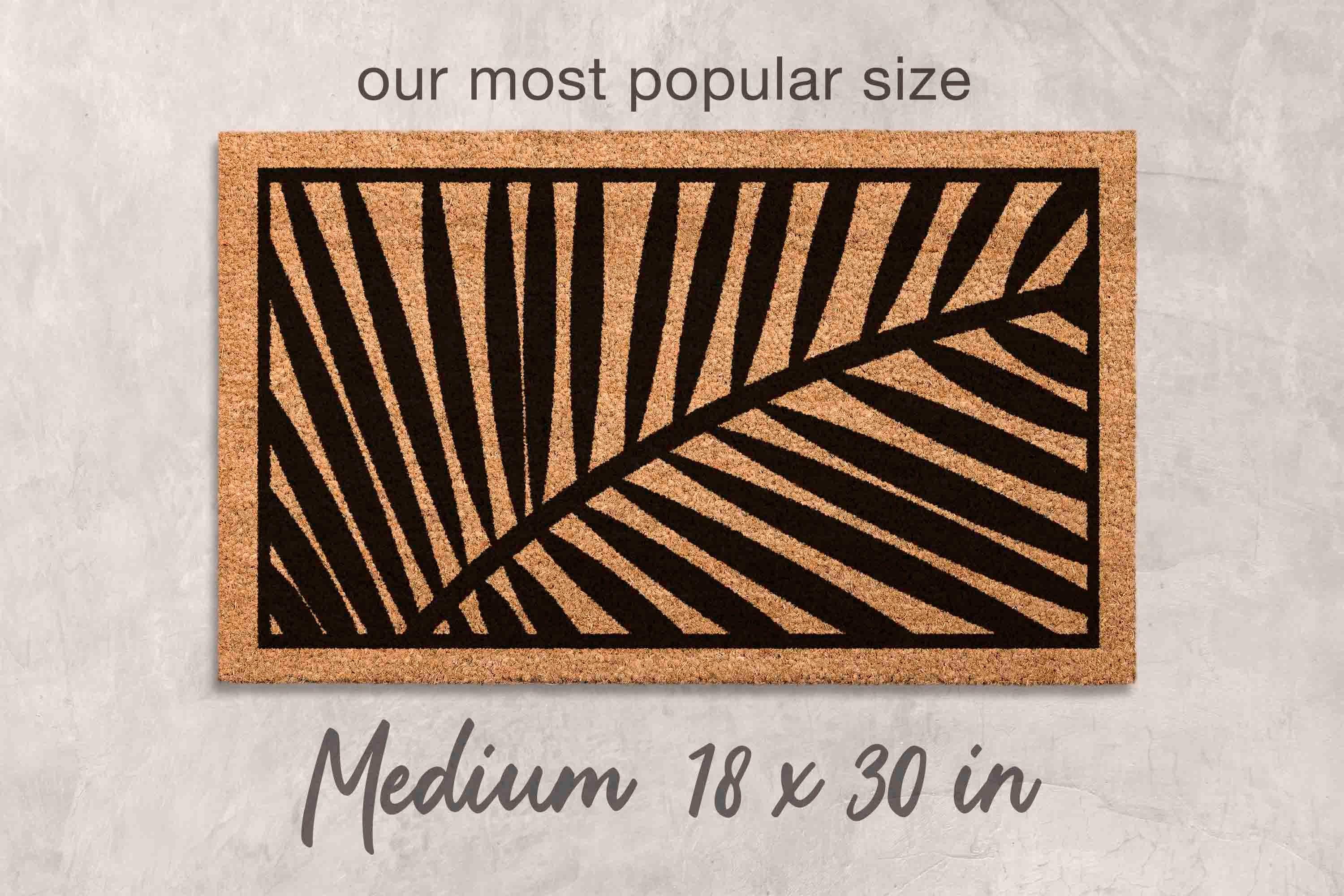 Floral Leaves Doormat: Minimalist Welcome Mat (Natural Coir, Latex Backing)