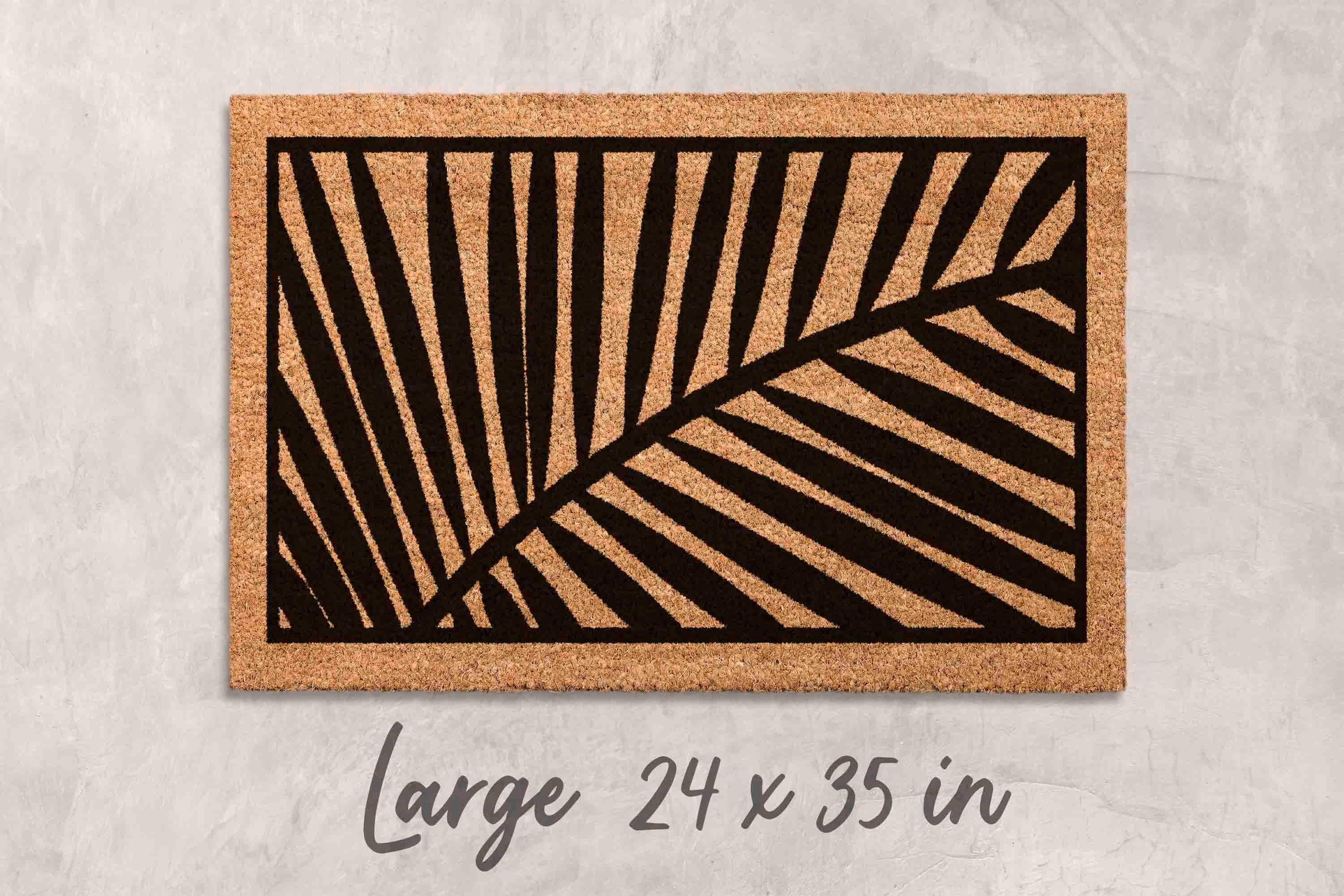Floral Leaves Doormat: Minimalist Welcome Mat (Natural Coir, Latex Backing)