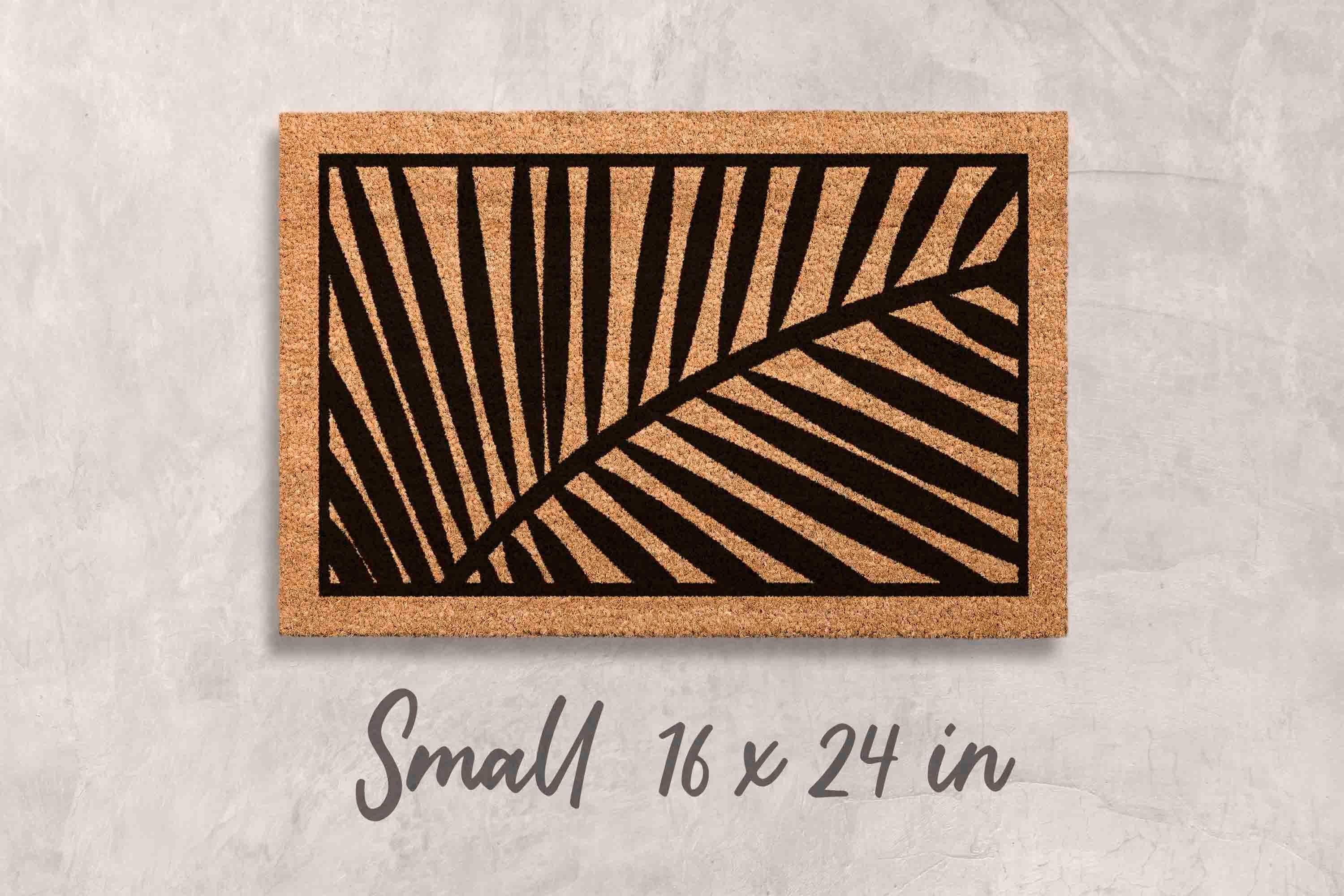 Floral Leaves Doormat: Minimalist Welcome Mat (Natural Coir, Latex Backing)