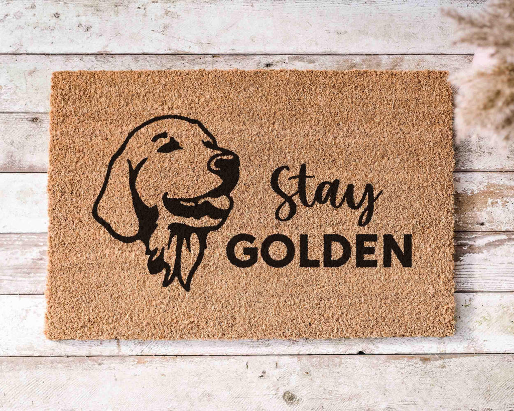 Golden Retriever Doormat: Funny Dog Mat - Natural Coir Fiber