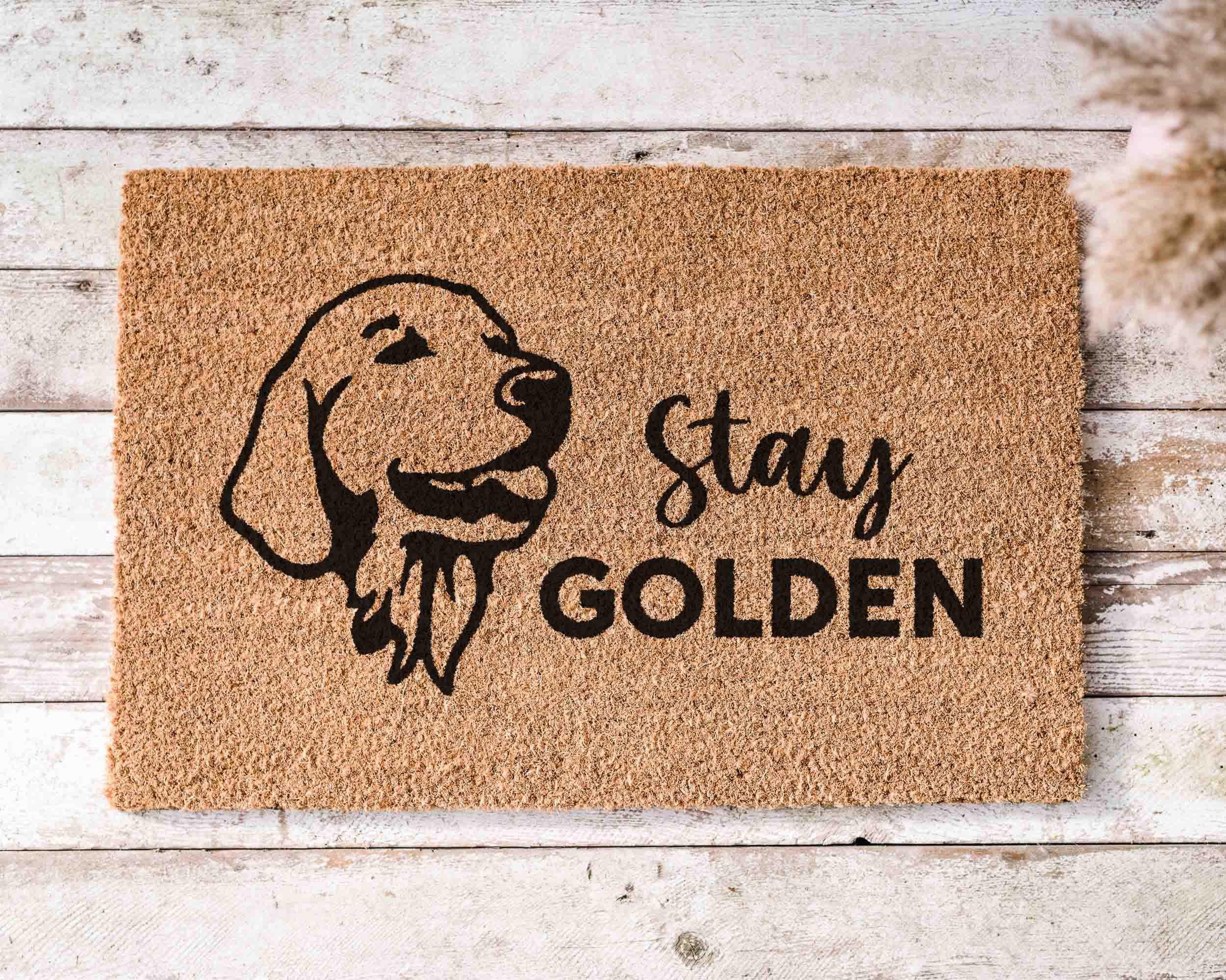 Golden Retriever Doormat: Funny Dog Mat - Natural Coir Fiber