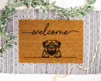 Pug Door Mat - Natural Coir with Latex Backing