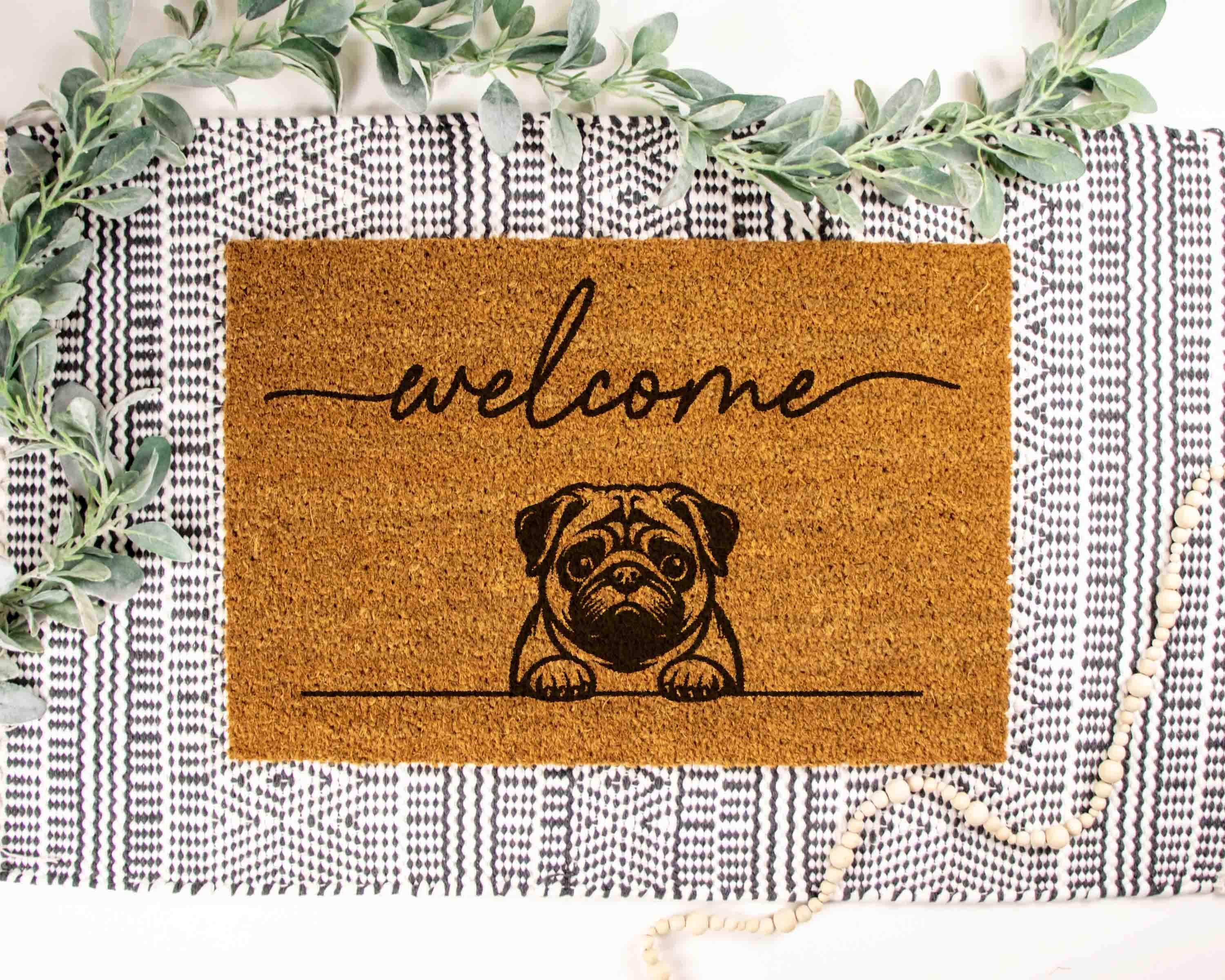 Pug Door Mat - Natural Coir with Latex Backing