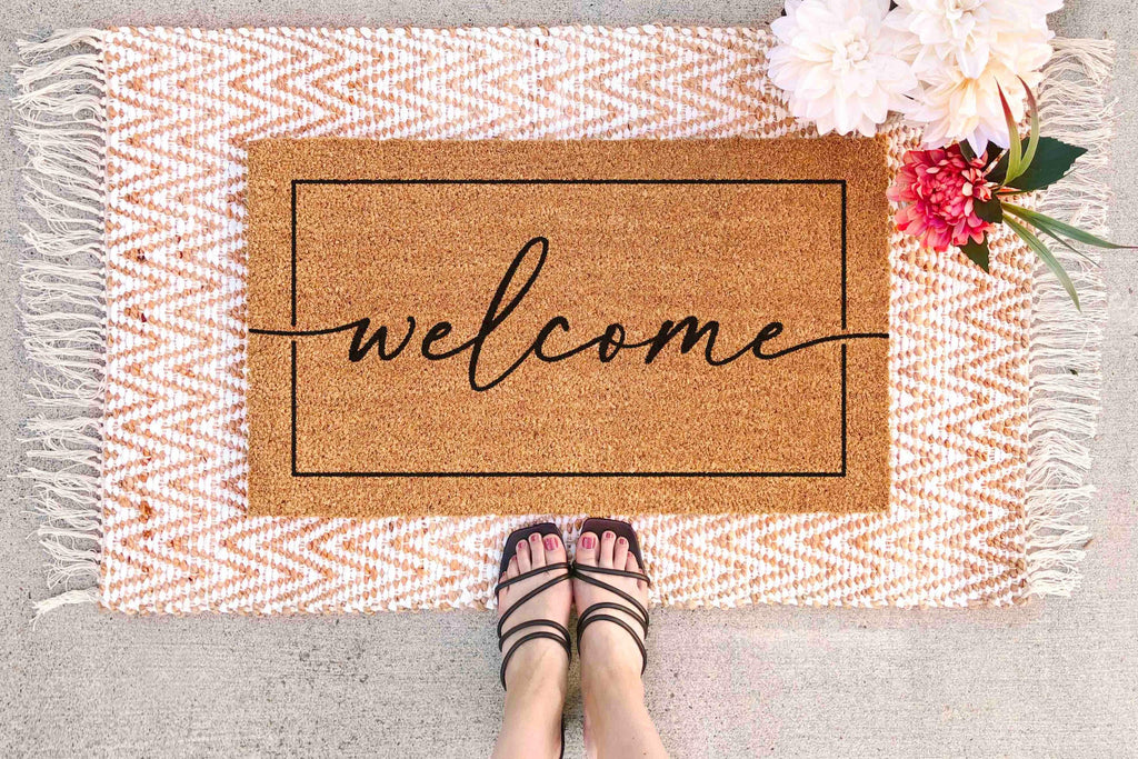 Welcome Doormat: Classic Design (Natural Coir, Latex)