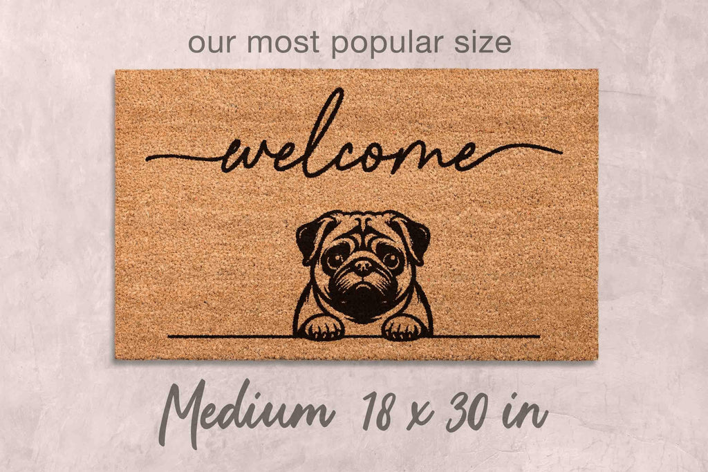 Pug Door Mat - Natural Coir with Latex Backing