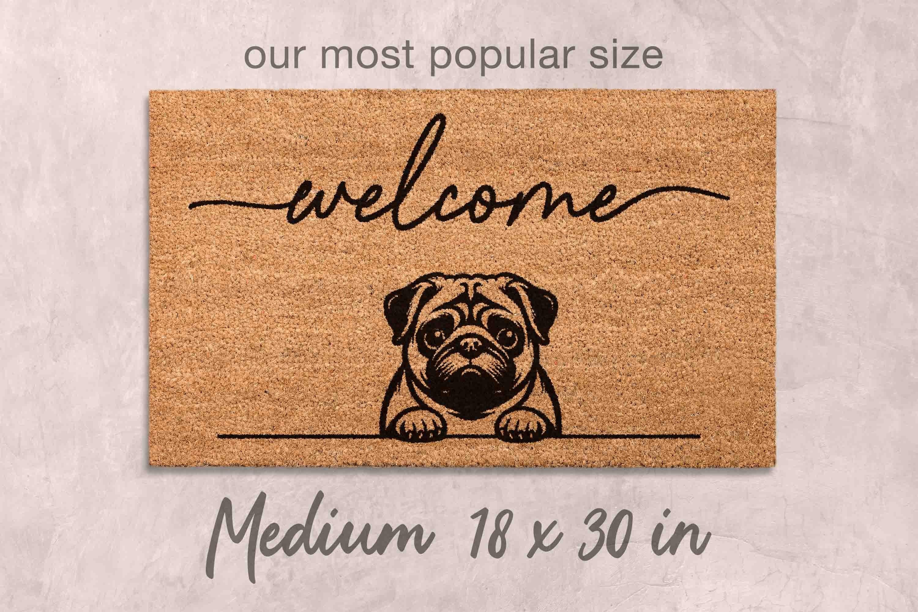 Pug Door Mat - Natural Coir with Latex Backing
