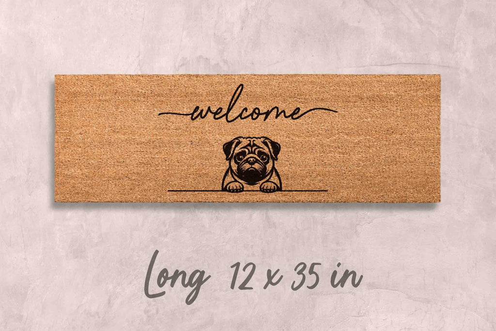 Pug Door Mat - Natural Coir with Latex Backing