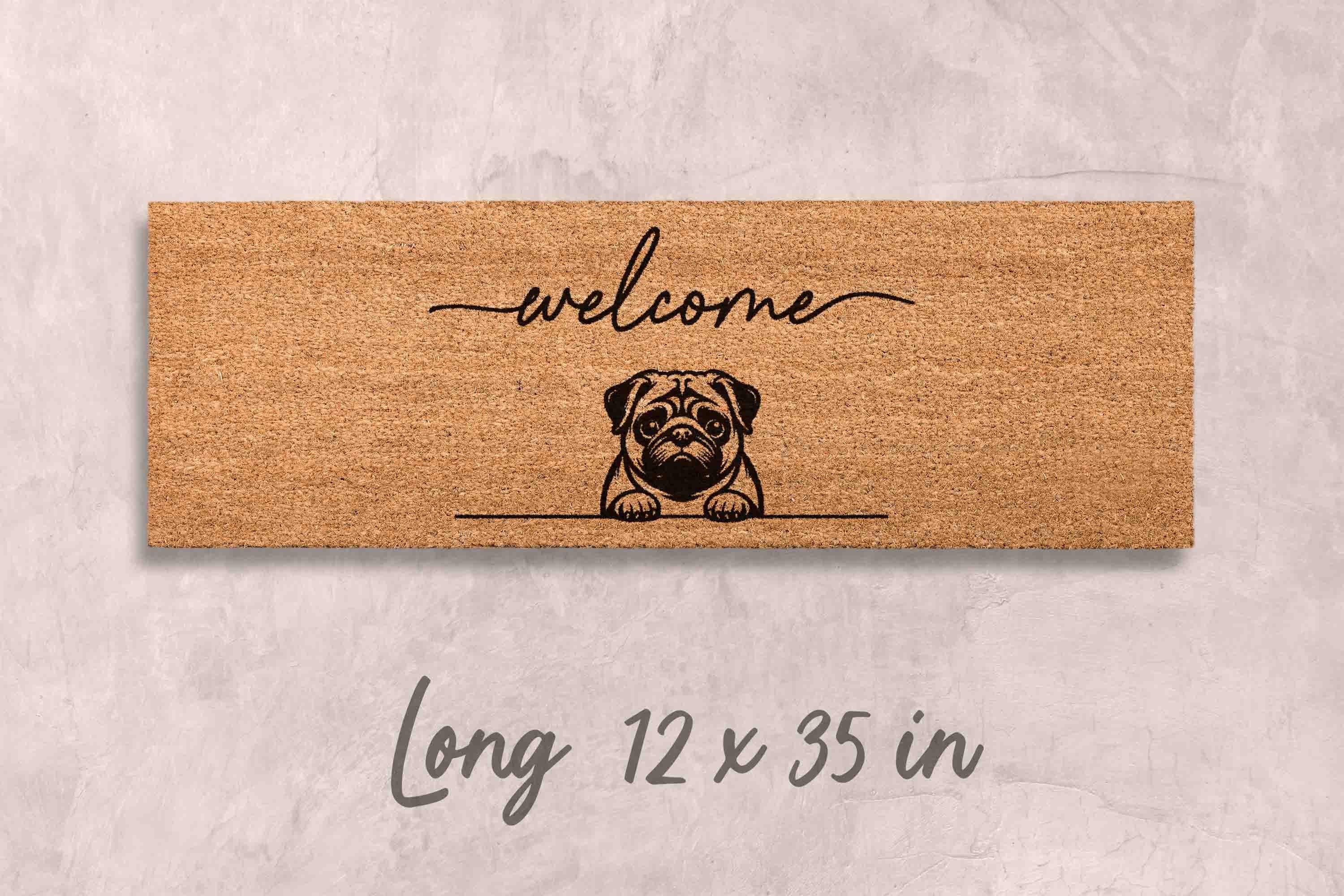 Pug Door Mat - Natural Coir with Latex Backing
