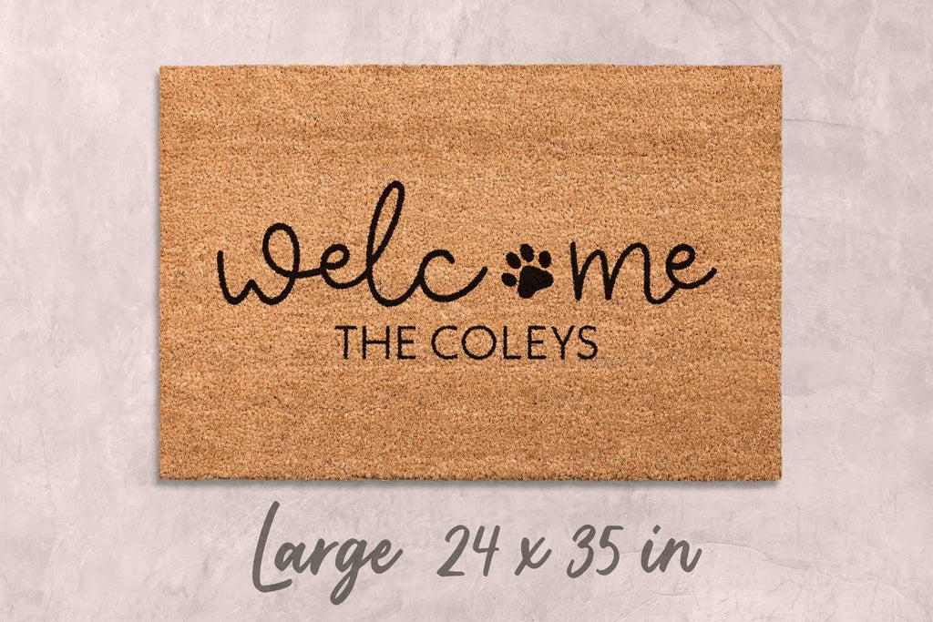 Personalized Dog Doormat: Custom Name, Paw Print Welcome Mat