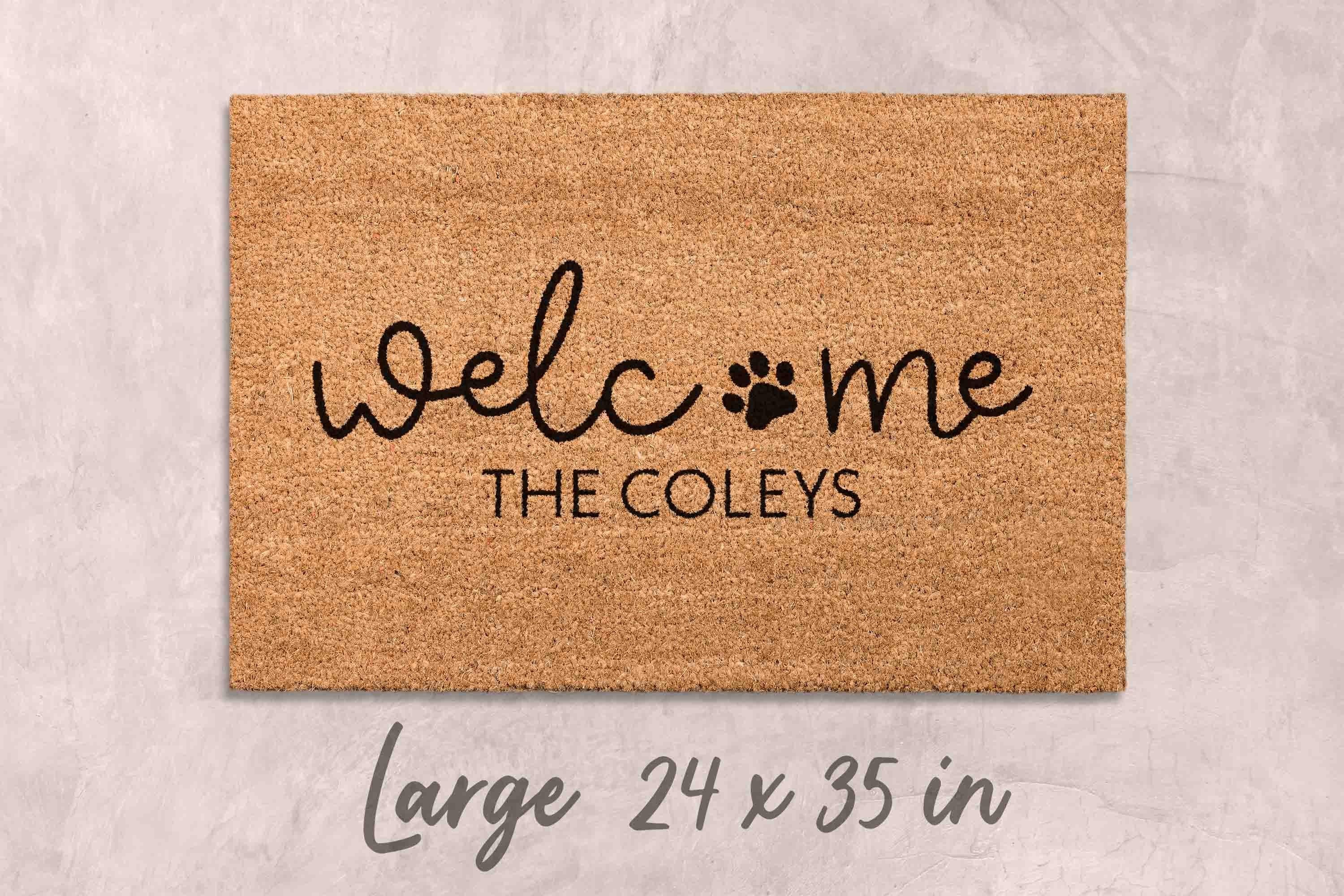 Personalized Dog Doormat: Custom Name, Paw Print Welcome Mat